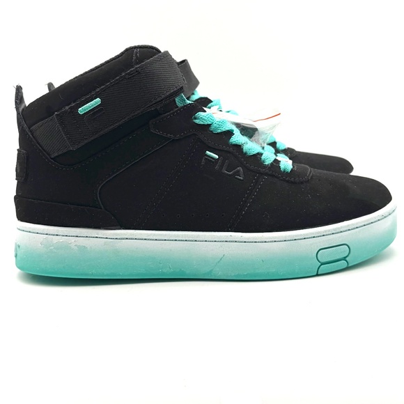 NWOT FILA V10 Lux Color Fade High-top Sneakers Black/Teal Velcro Lace-up Sz 6.5 - Picture 2 of 9